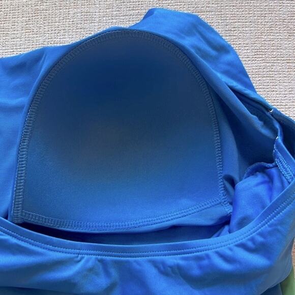 NWT City Chic Capri Ibiza blue and Absynth green sash one shoulder swimsuit, 20 - Picture 8 of 12